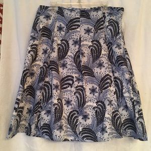 Talbots Navy and White Floral A-Line Skirt